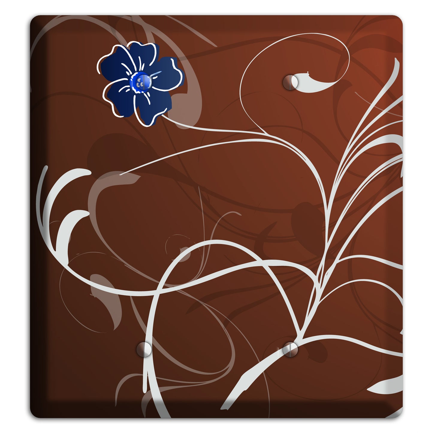 Brown Flower with Swirl 2 Blank Wallplate