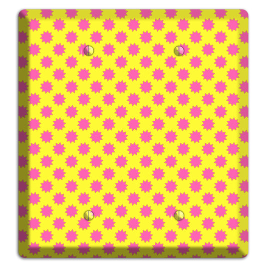 Yellow with Pink Burst 2 Blank Wallplate