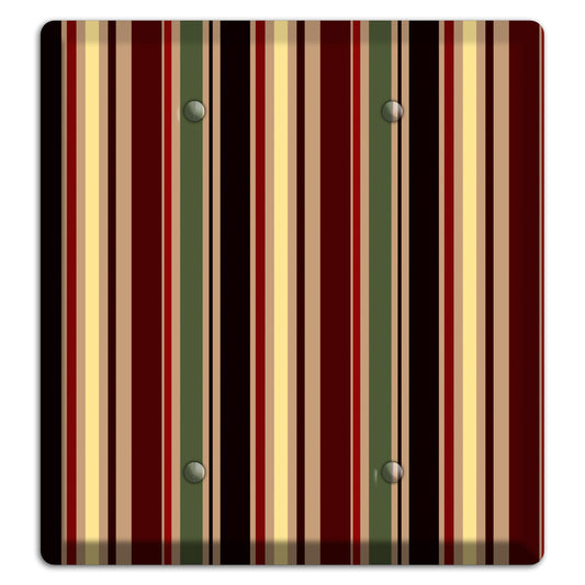 Multi olive and Burgundy Vertical Stripes 2 Blank Wallplate