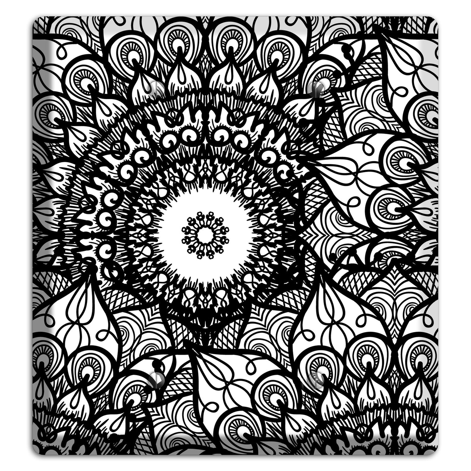 Mandala Black and White Style V Cover Plates 2 Blank Wallplate