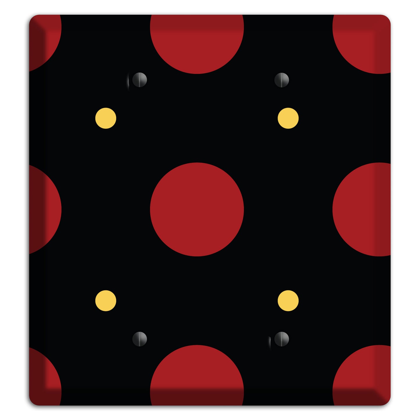 Black with Red and Yellow Multi Tiled Medium Dots 2 Blank Wallplate