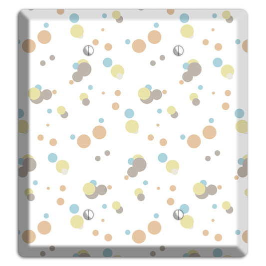 White with Soft Sage Blue and Umber Small Dots 2 Blank Wallplate