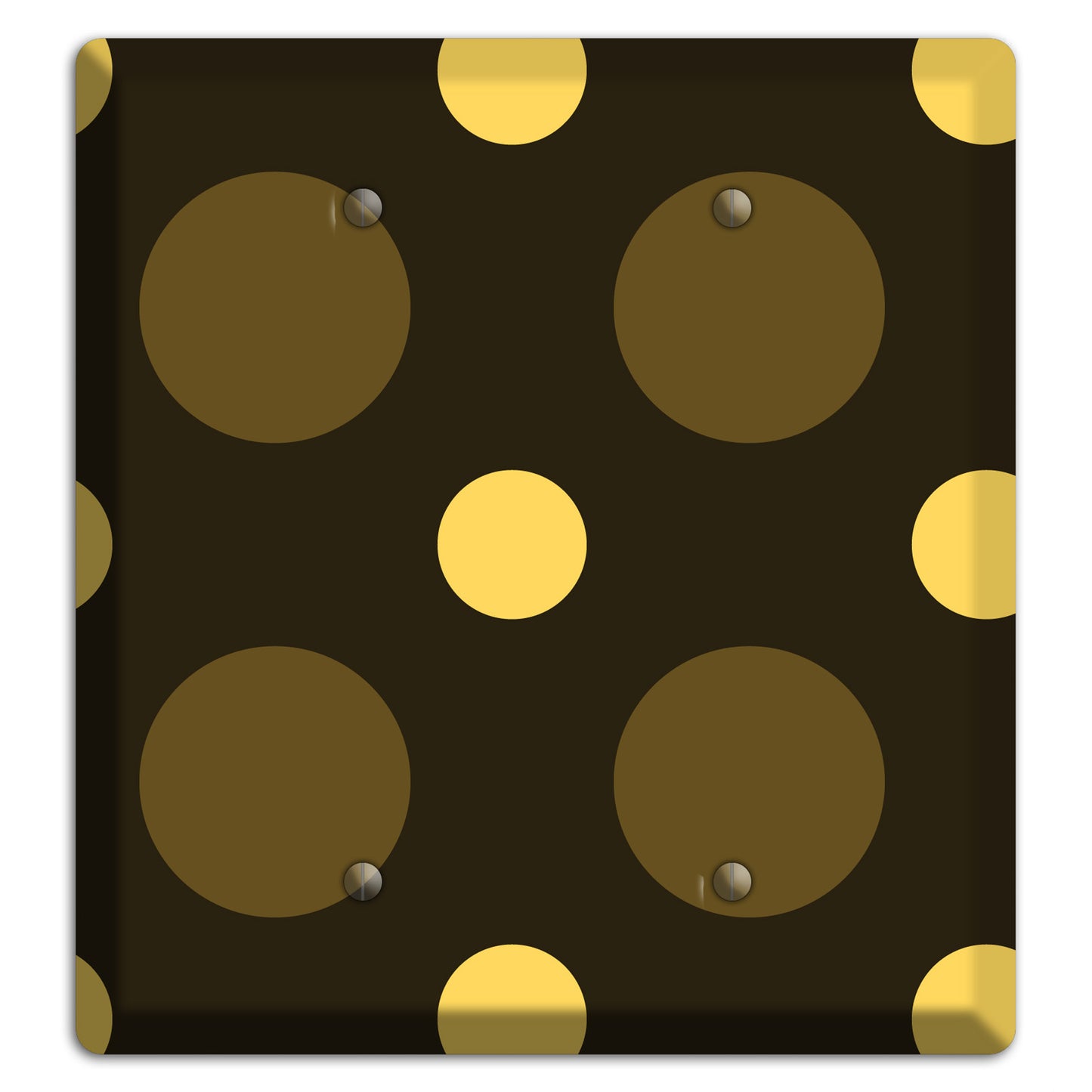 Brown with Brown and Yellow Multi Medium Polka Dots 2 Blank Wallplate