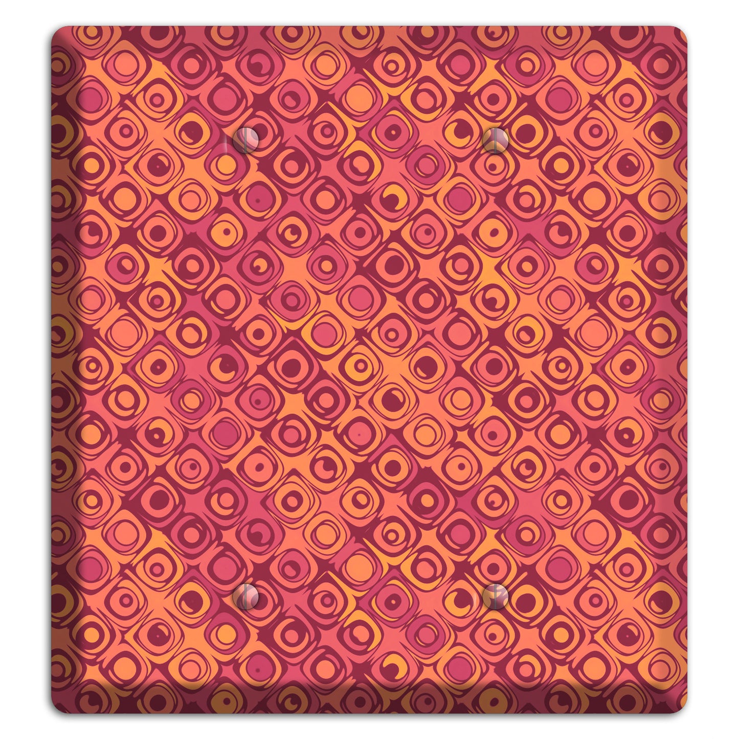 Coral Grunge Retro Circles 2 Blank Wallplate