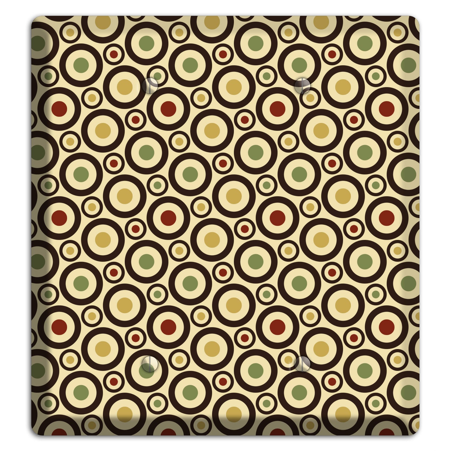 Beige with Olive Mustard Maroon Retro Tiny Bullseye 2 Blank Wallplate