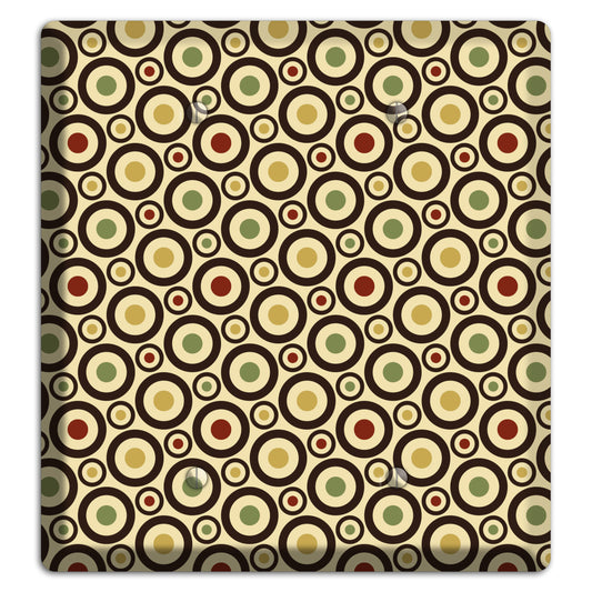 Beige with Olive Mustard Maroon Retro Tiny Bullseye 2 Blank Wallplate