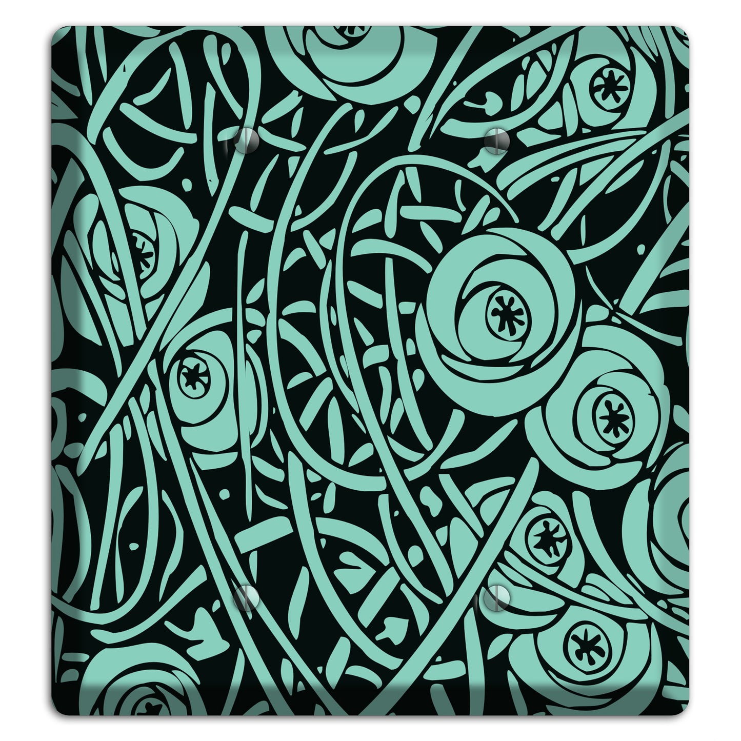 Teal Deco Floral 2 Blank Wallplate