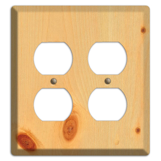 Unfinished Pine Wood 2 Duplex Outlet Cover Plate