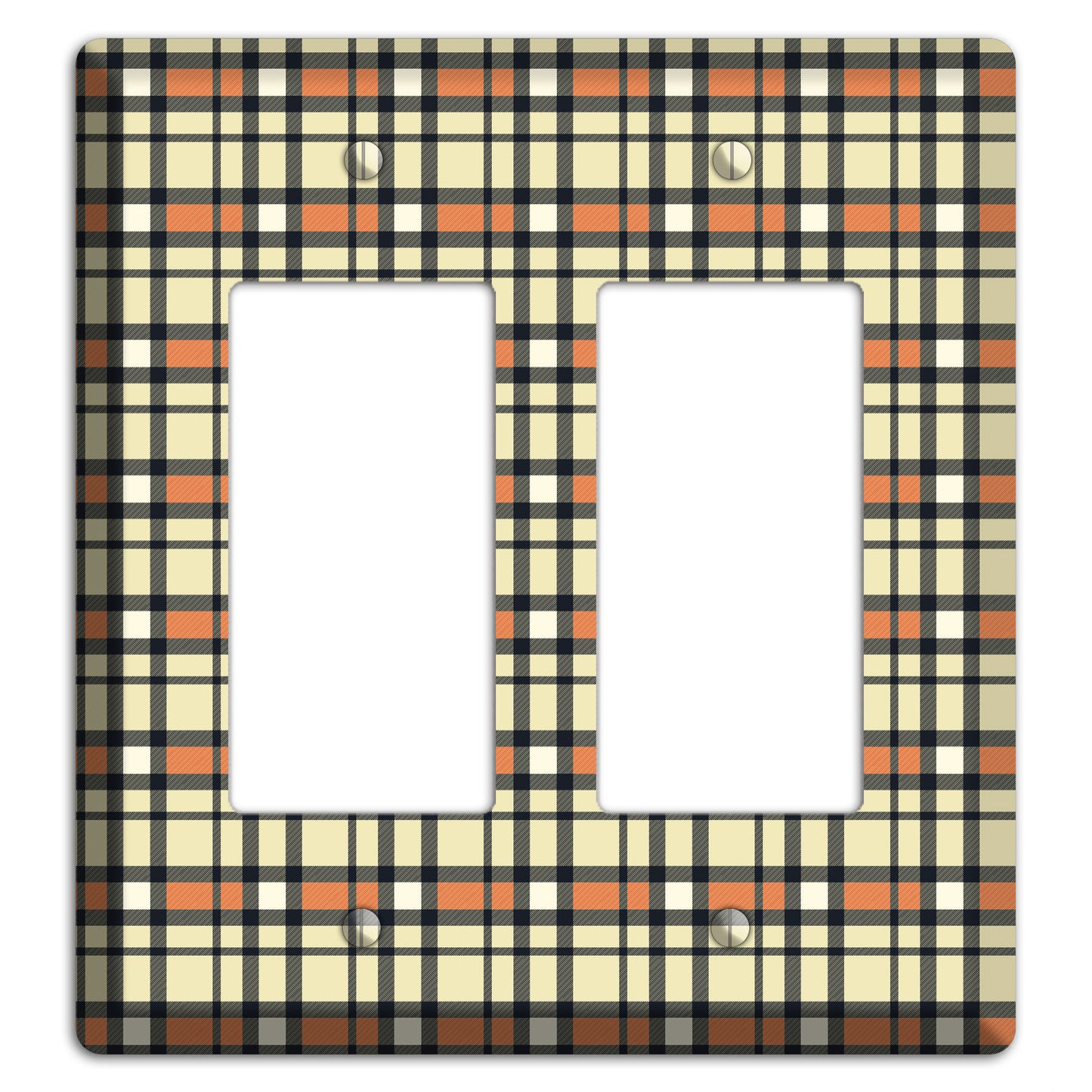 Beige and Brown Plaid 2 Rocker Wallplate