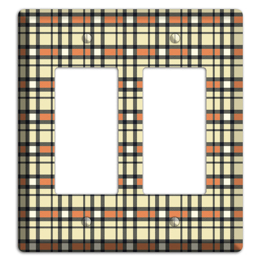 Beige and Brown Plaid 2 Rocker Wallplate