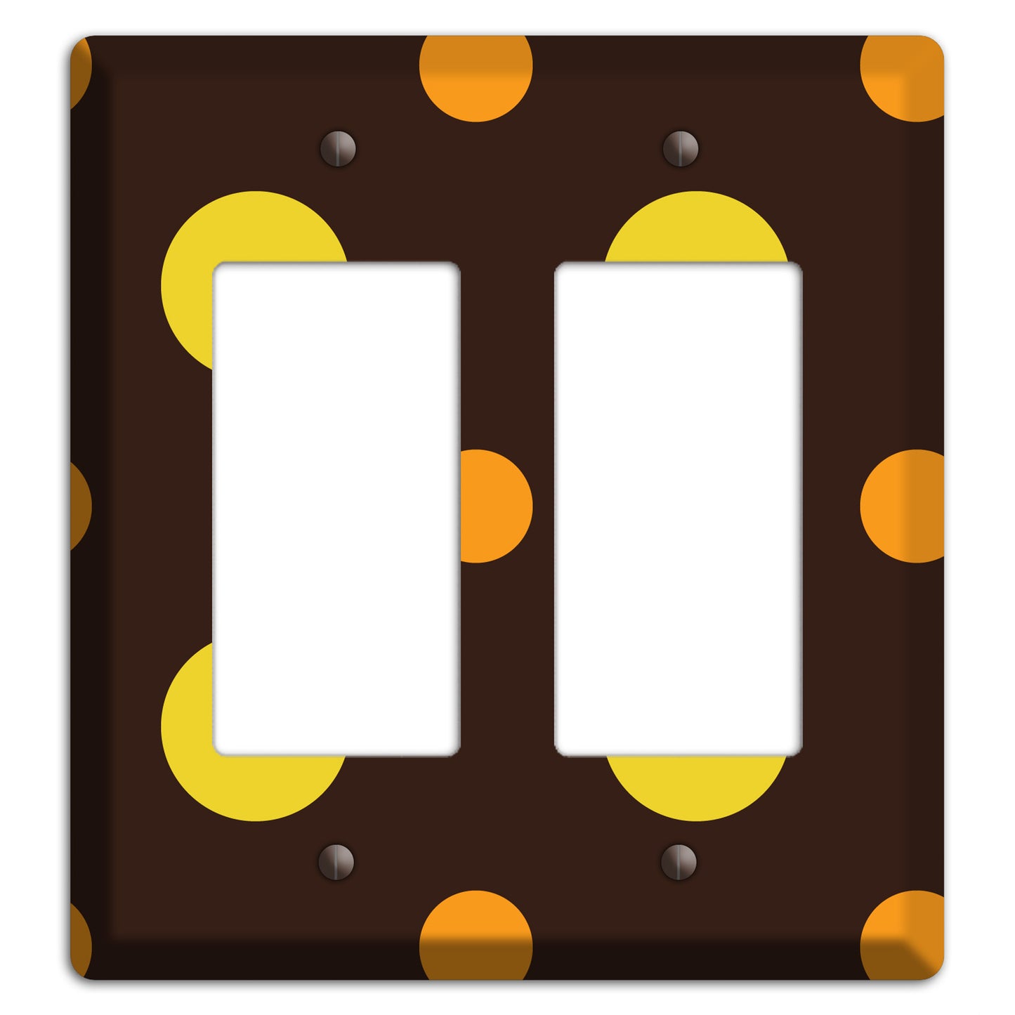 Black with Yellow and Orange Multi Medium Polka Dots 2 Rocker Wallplate