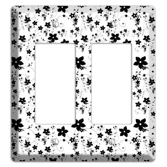 Black and White Flowers 2 Rocker Wallplate