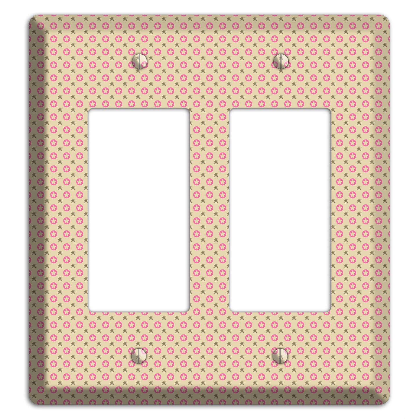 Beige with Pink Stars 2 Rocker Wallplate