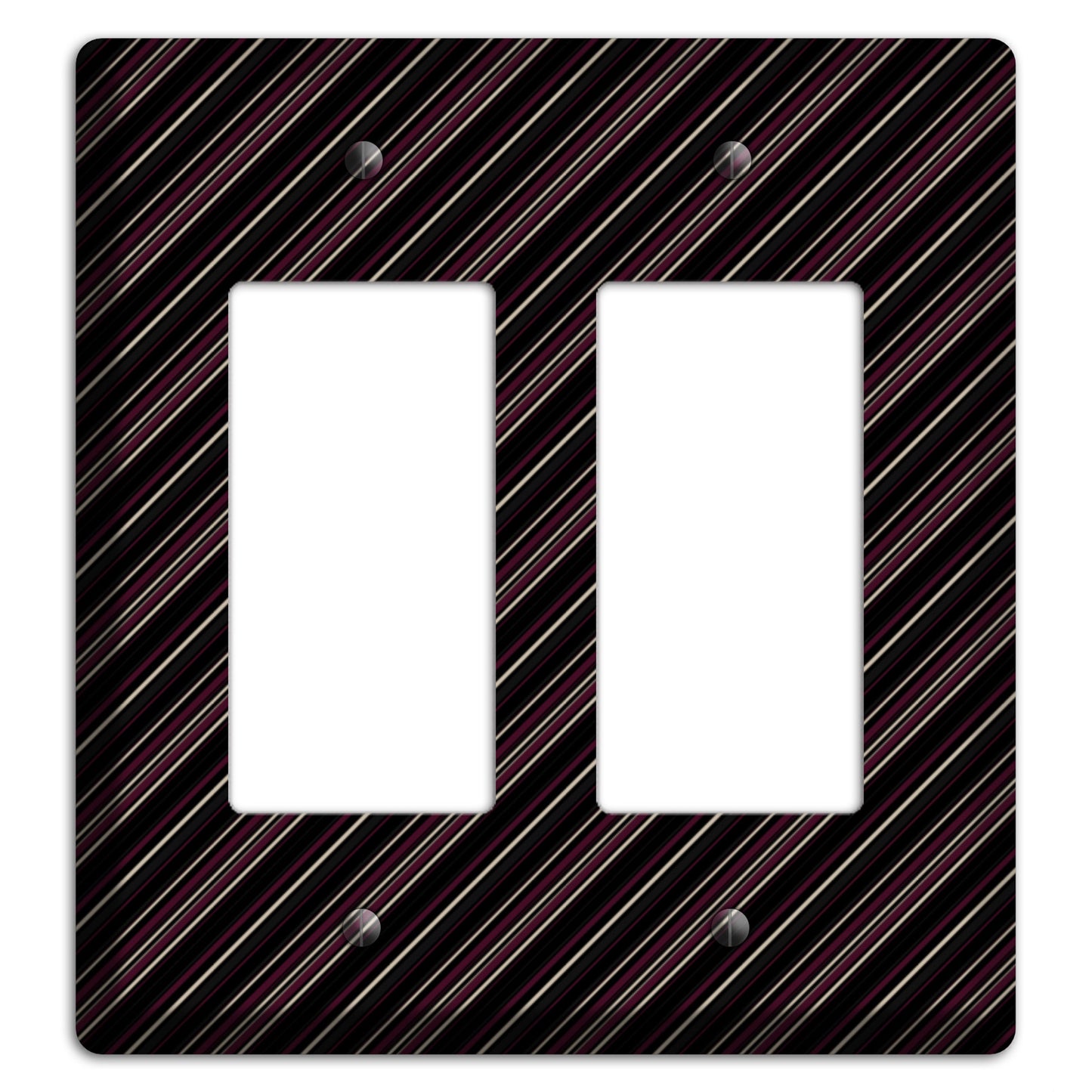 Black with White and Burgundy Angled Pinstripe 2 Rocker Wallplate