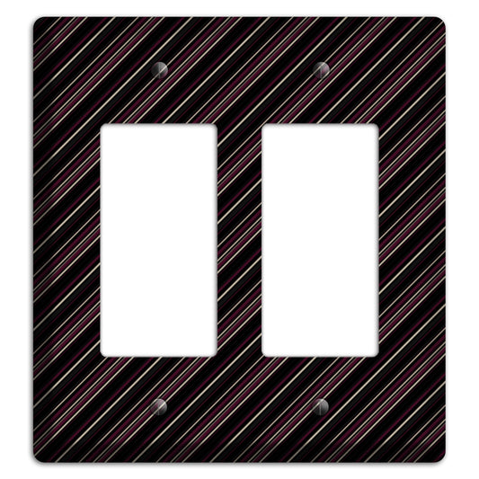 Black with White and Burgundy Angled Pinstripe 2 Rocker Wallplate