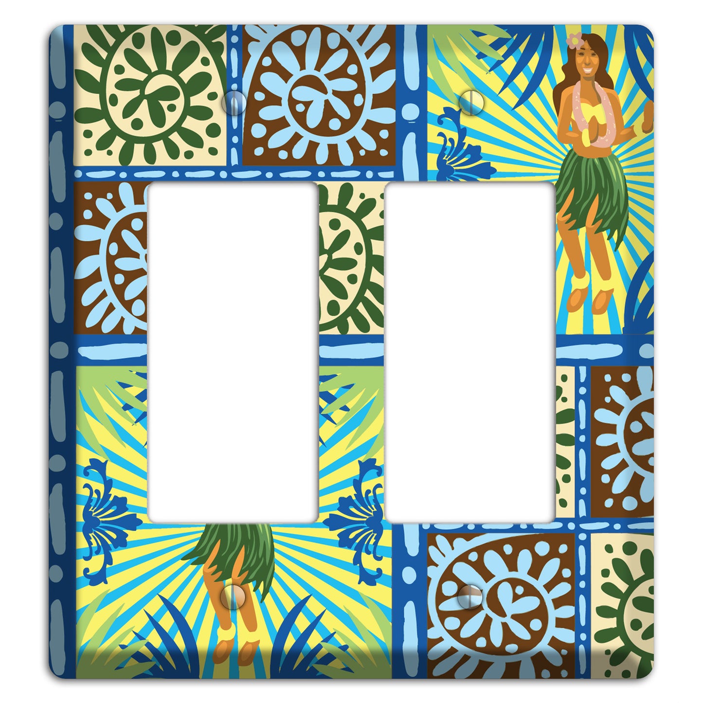 Blue and Green Hula 2 Rocker Wallplate