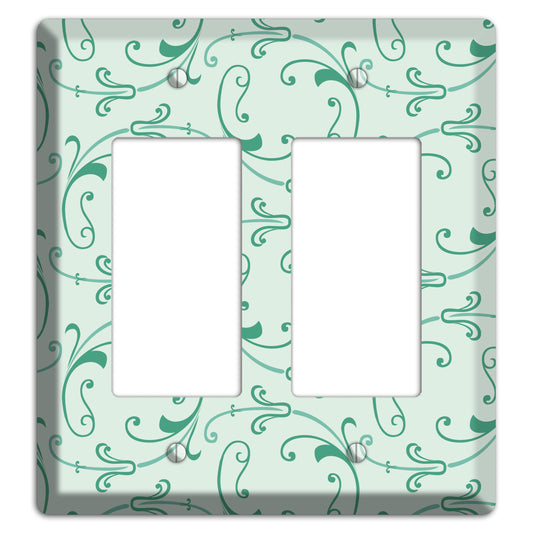 Aqua Victorian Sprig 2 Rocker Wallplate