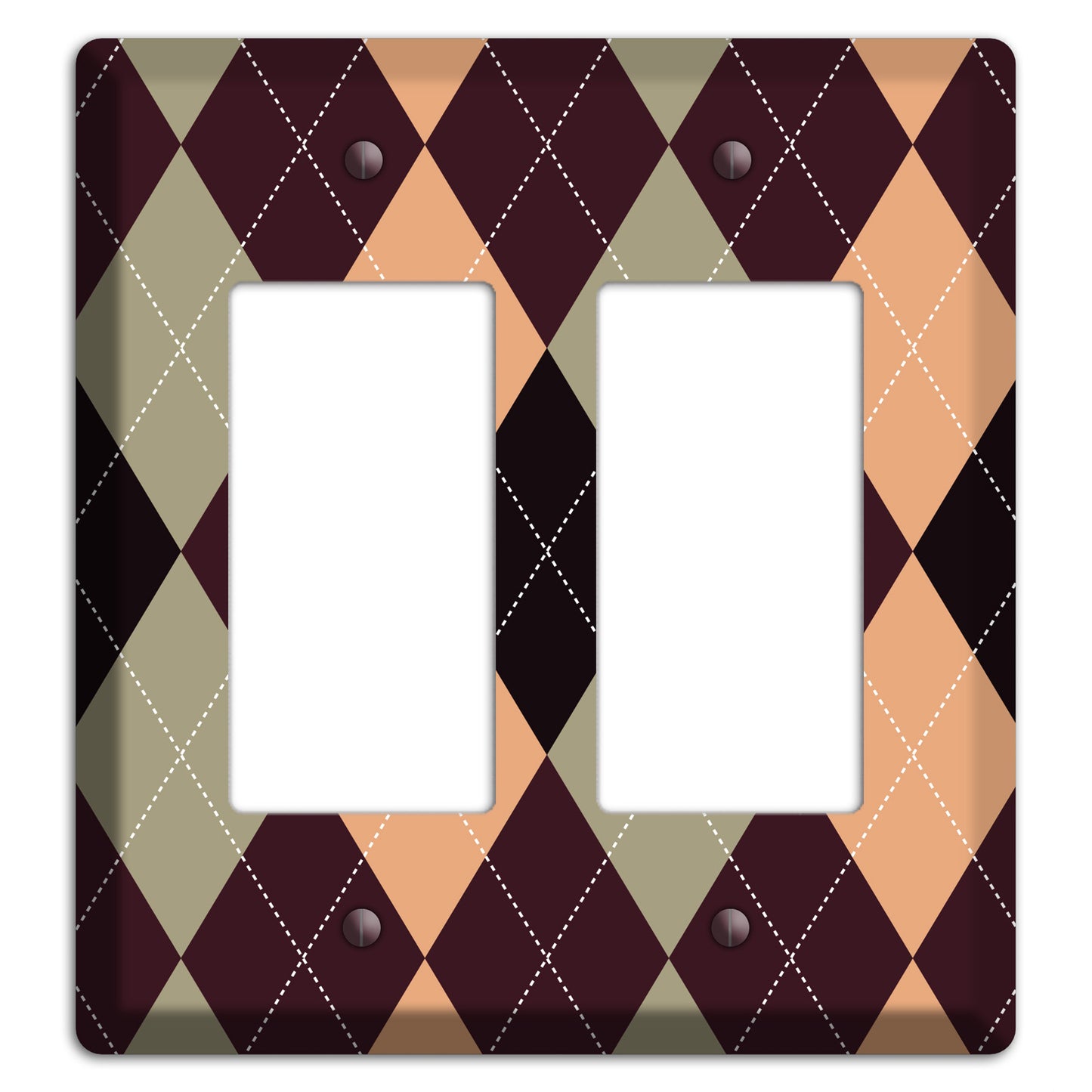 Beige and Brown Argyle 2 Rocker Wallplate