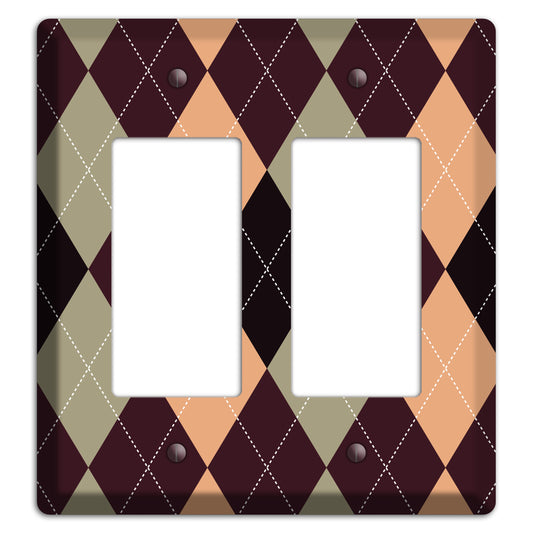 Beige and Brown Argyle 2 Rocker Wallplate