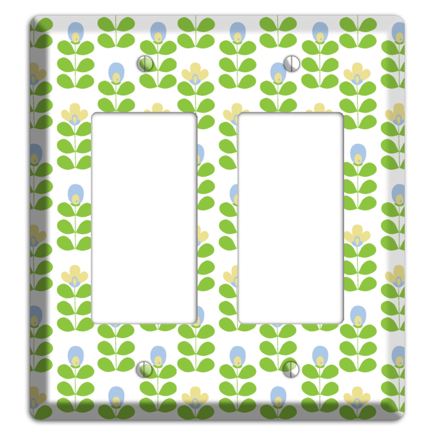 Green Deco Floral Half Drop 2 Rocker Wallplate