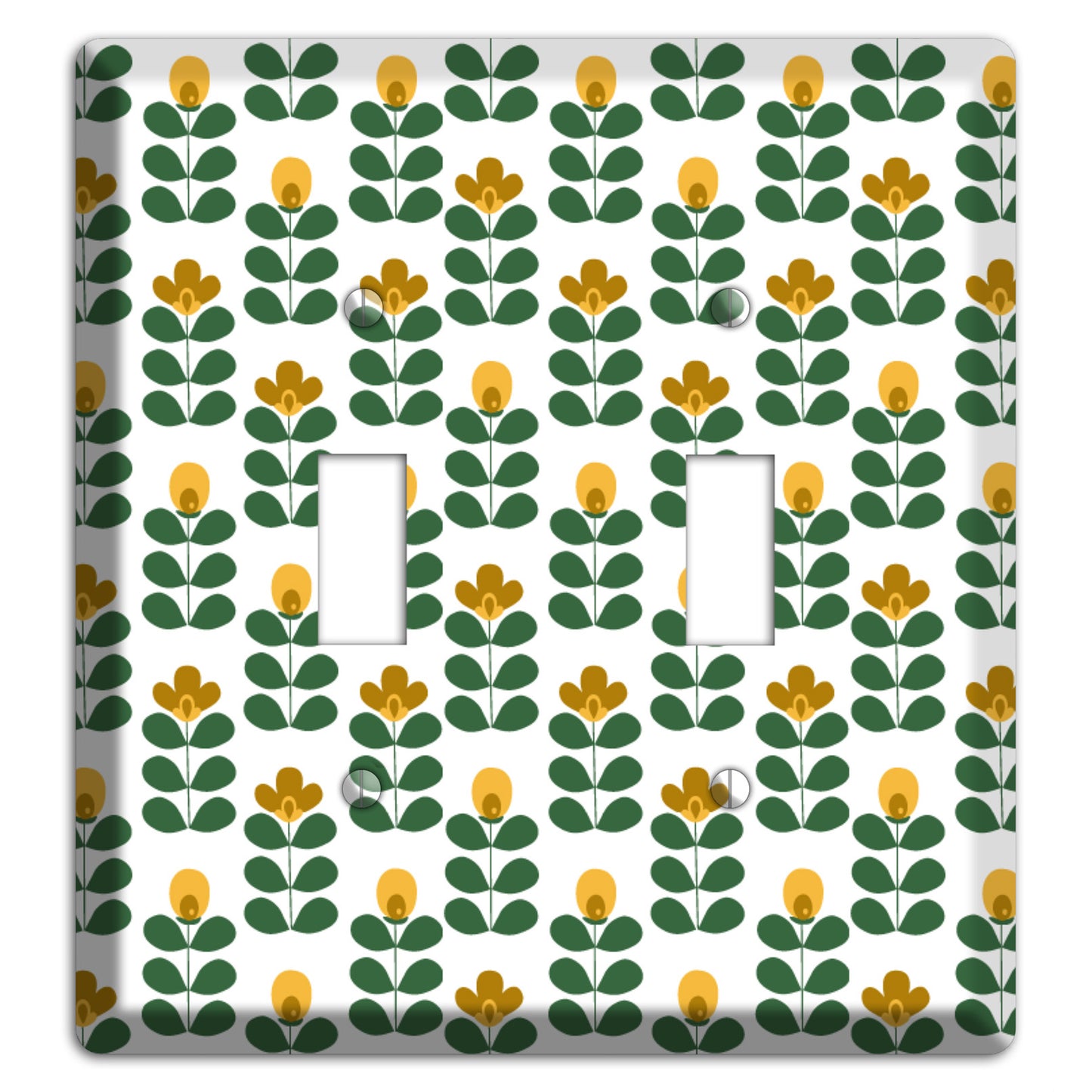 Multi Mustard Deco Floral Half Drop 2 Toggle Wallplate