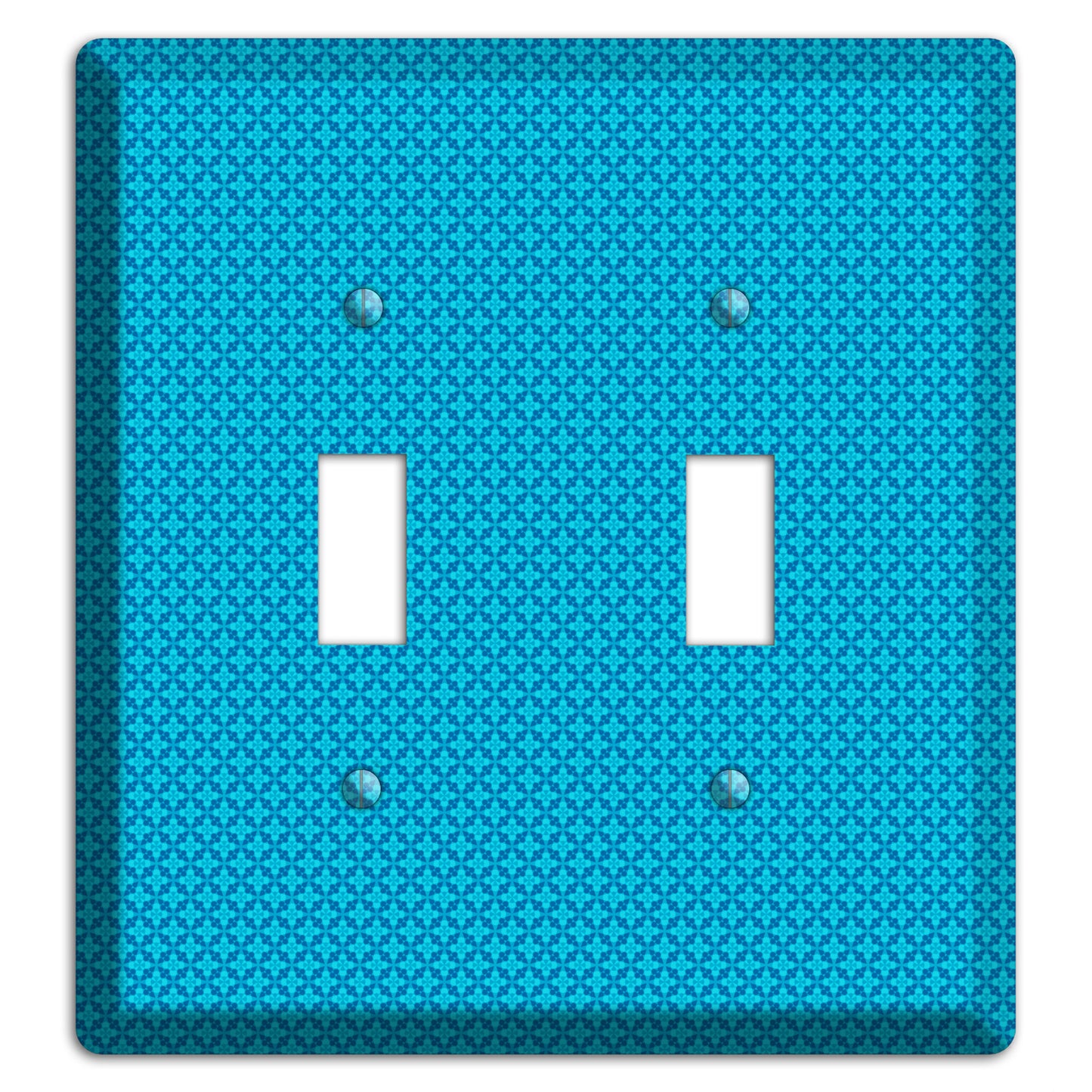 Multi Blue Checkered Quatrefoil 2 Toggle Wallplate