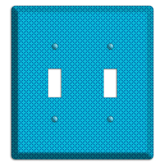 Multi Blue Checkered Quatrefoil 2 Toggle Wallplate