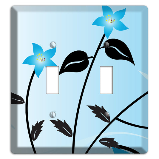 Blue Double Sprig 2 Toggle Wallplate