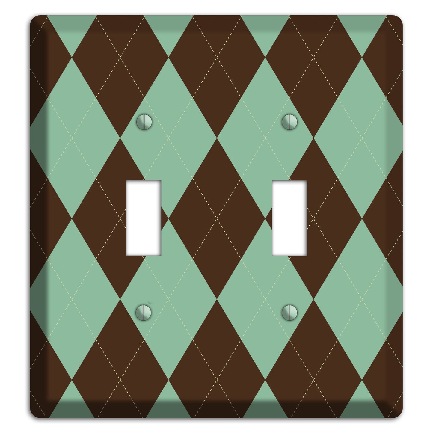 Green and Brown Argyle 2 Toggle Wallplate