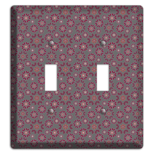 Grey with Tiny Burgundy Retro Suzani 2 2 Toggle Wallplate