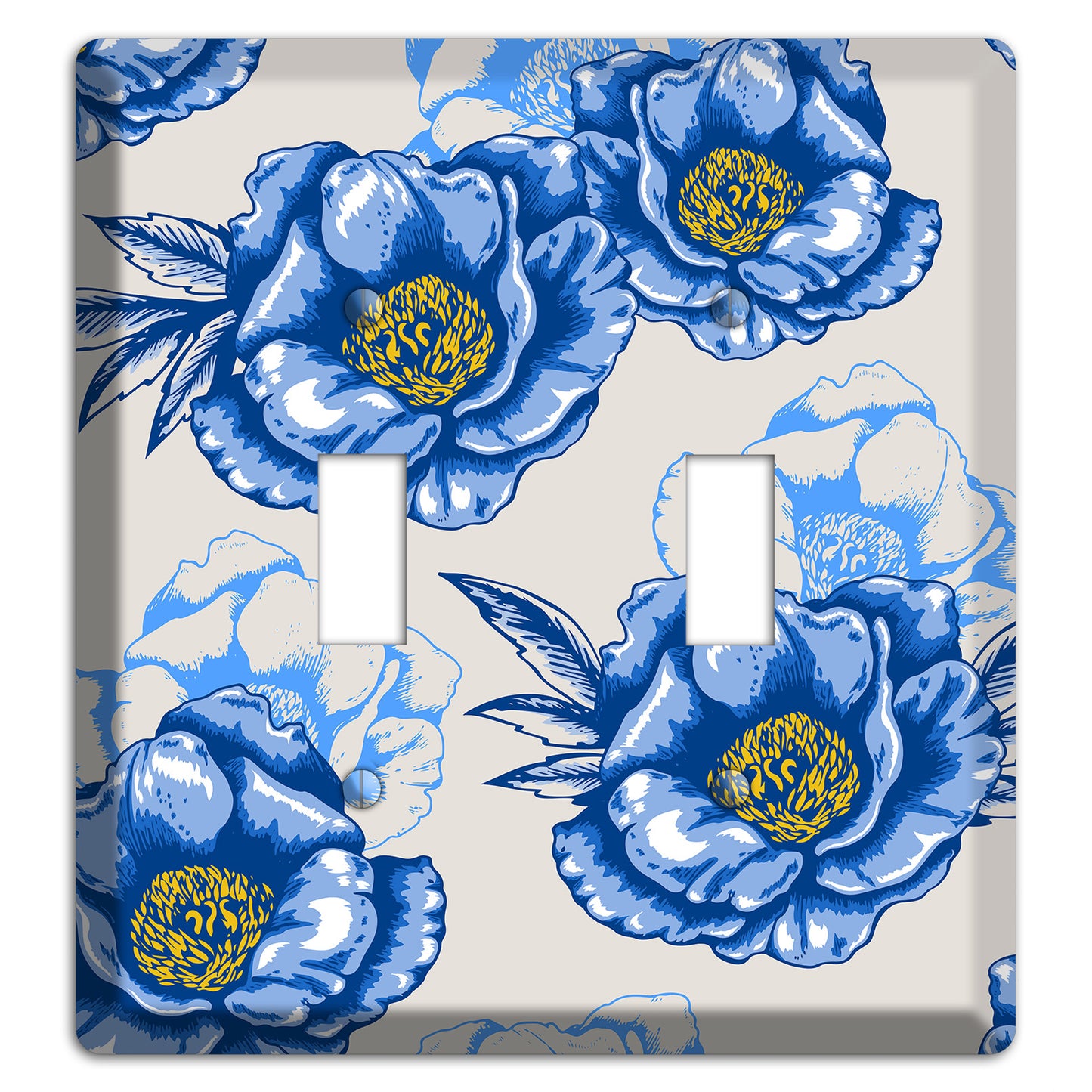 Blue Peony 2 Toggle Wallplate