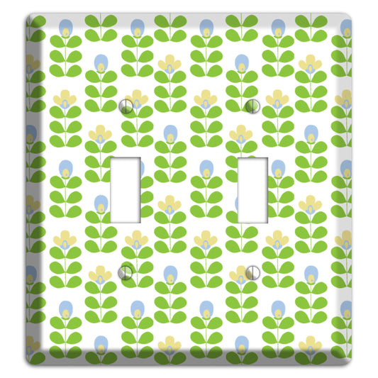 Green Deco Floral Half Drop 2 Toggle Wallplate