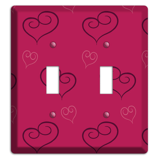 Fuschia Scroll Heart 2 2 Toggle Wallplate