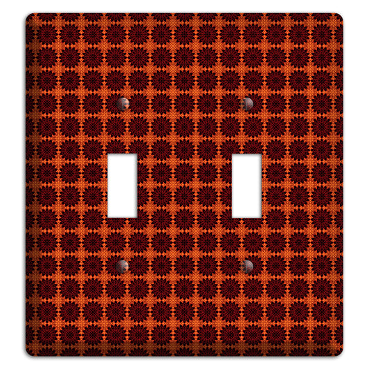 Red with Tiled Maroon Foulard 2 Toggle Wallplate