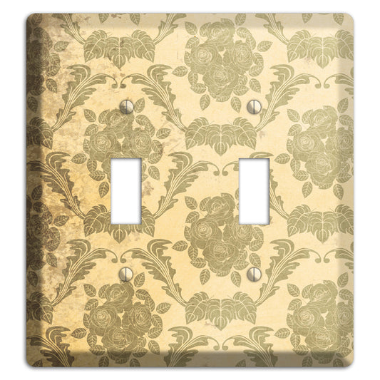 Straw Vintage Rose Damask 2 Toggle Wallplate