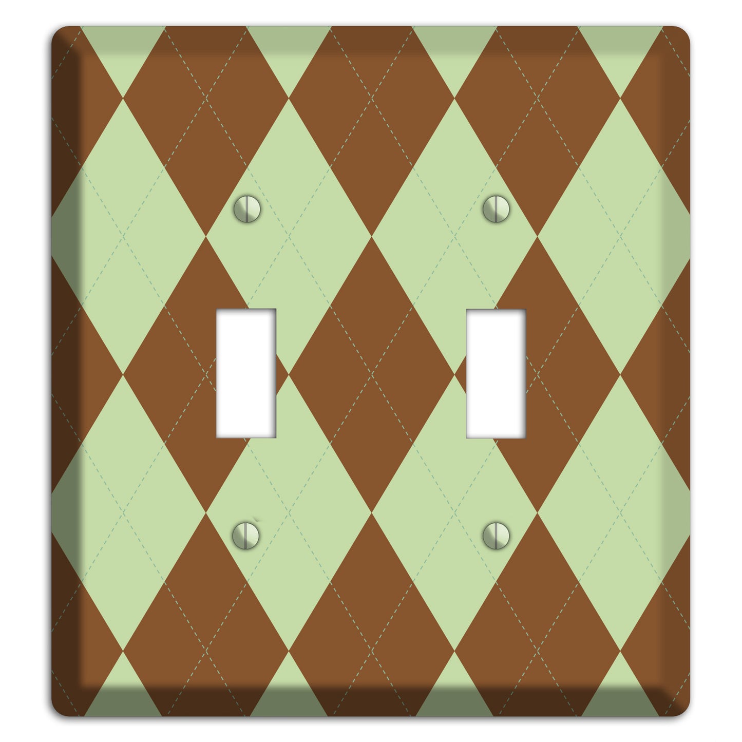 Brown and Green Argyle 2 Toggle Wallplate