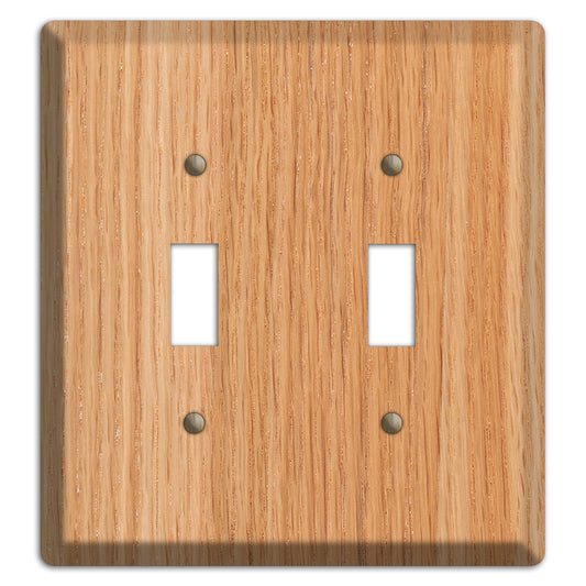 Unfinished Red Oak Wood Double Toggle Switchplate