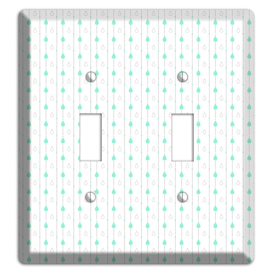 White and Blue Drops 2 2 Toggle Wallplate