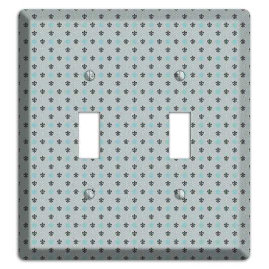 Dusty Blue with Fleur de Lis 2 Toggle Wallplate