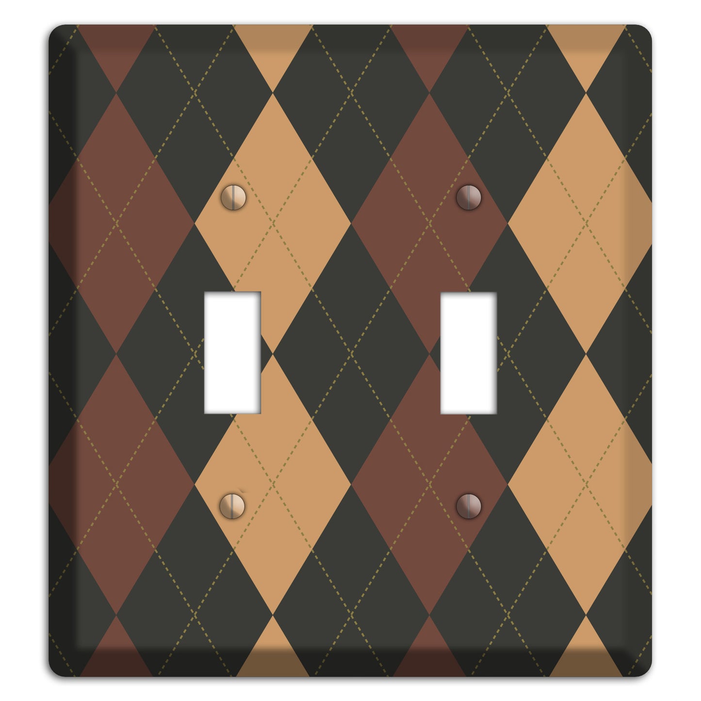 Maroon and Tan Argyle 2 Toggle Wallplate