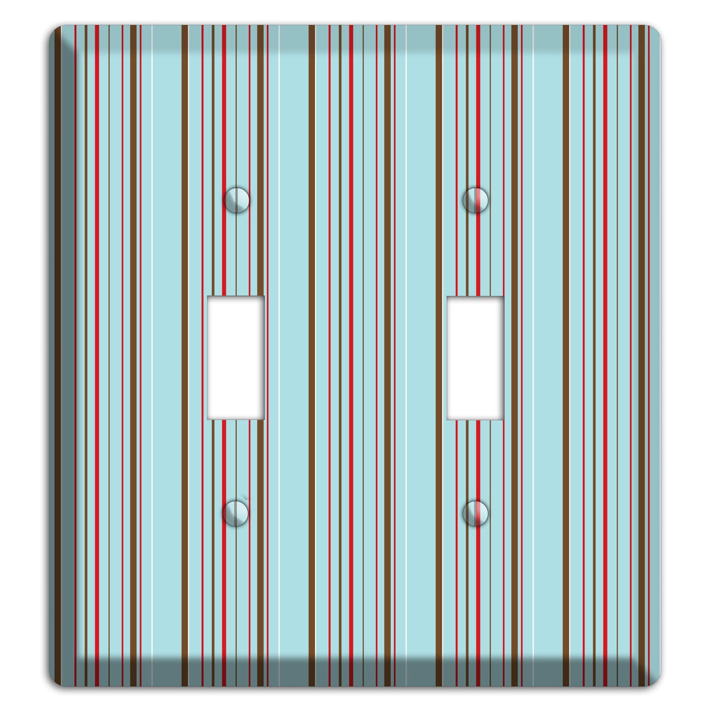 Dusty Blue with Red and Brown Vertical Stripes 2 Toggle Wallplate