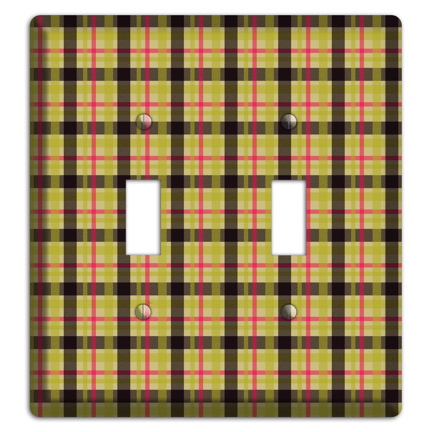 Yellow Black Red Plaid 2 Toggle Wallplate