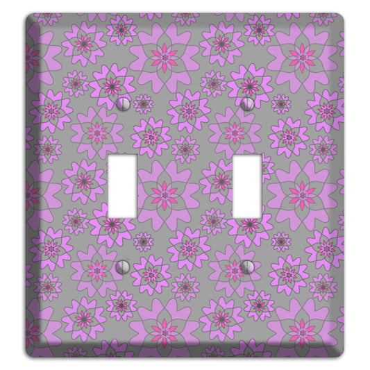 Grey with Purple Retro Suzani 2 Toggle Wallplate