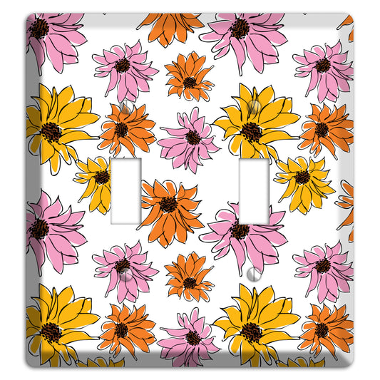 Pink Orange Yellow Flowers 2 Toggle Wallplate