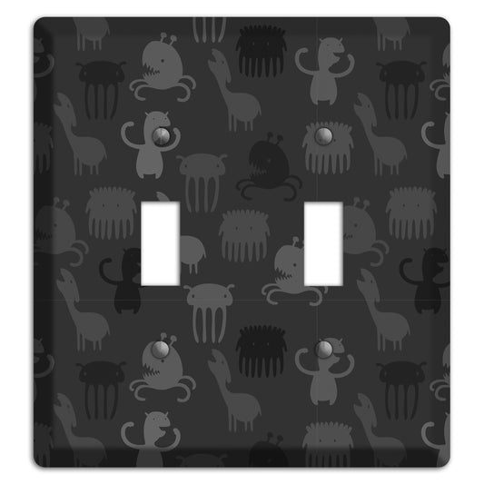 Silly Monsters Black and Grey 2 Toggle Wallplate