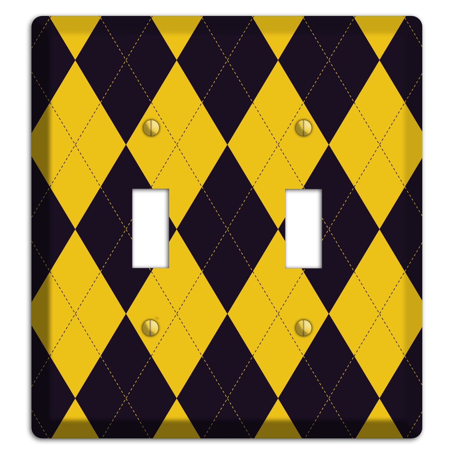 Yellow and Dark Purple Argyle 2 Toggle Wallplate