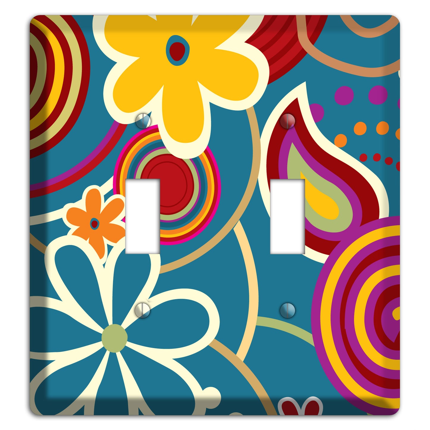 Bold Blue Flowers 2 Toggle Wallplate