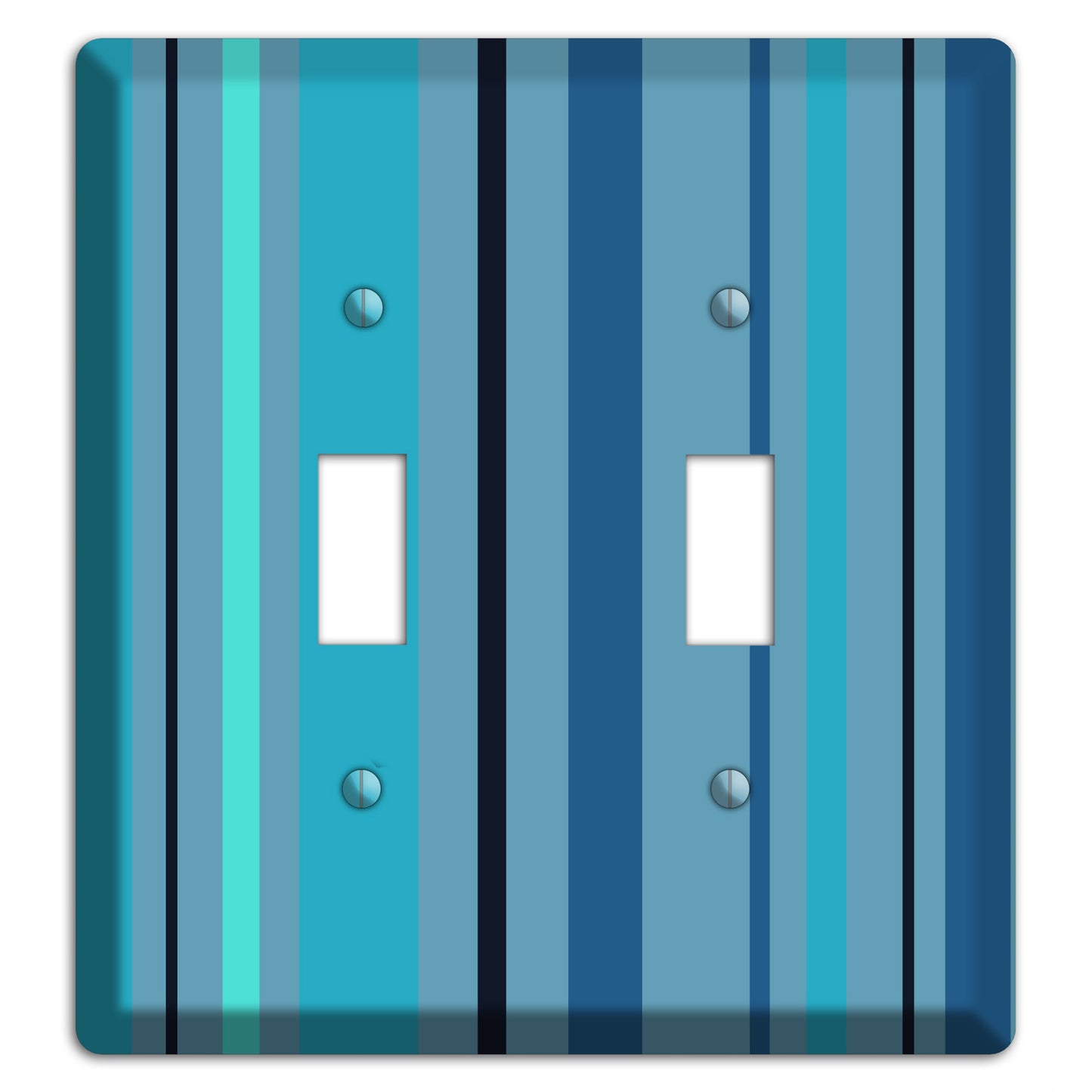 Multi Turquoise Vertical Stripe 2 Toggle Wallplate