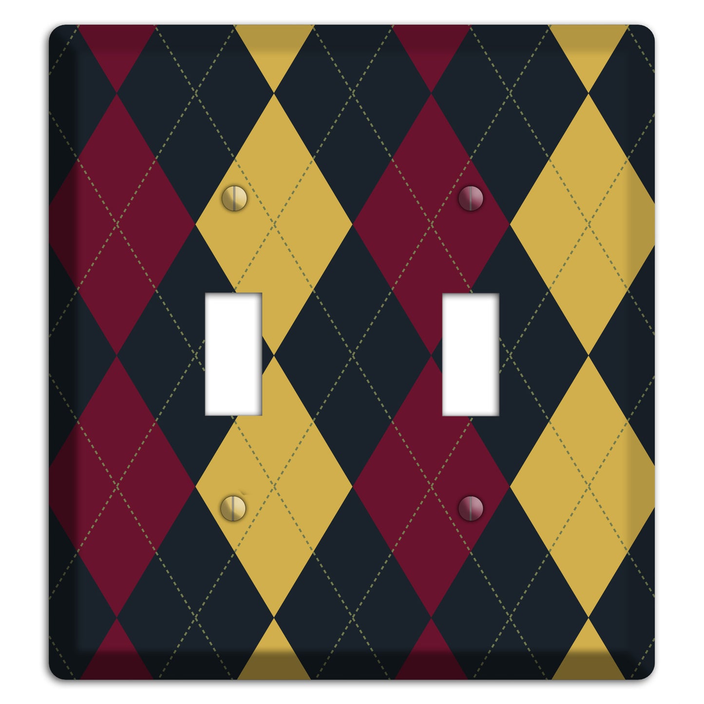 Deep Red and Yellow Argyle 2 Toggle Wallplate