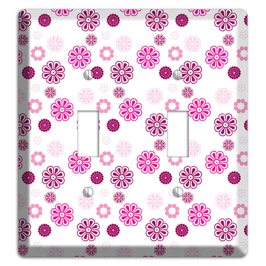 Maroon and Pink Retro Floral 2 Toggle Wallplate